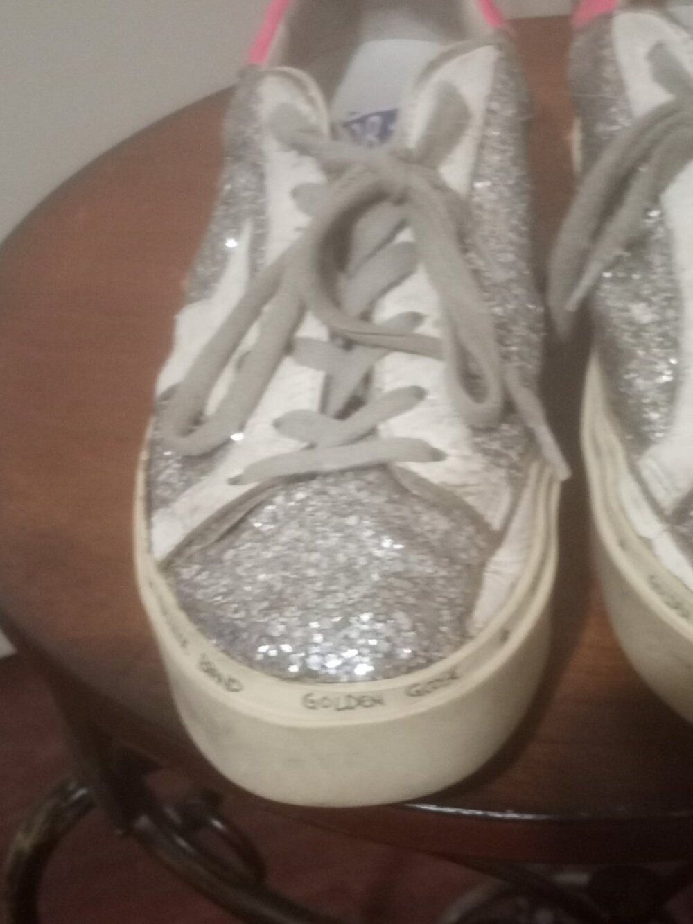 Golden Goose Hi-Star women’s size 37 (US 7) silver glitter pink small platform - Picture 8 of 14